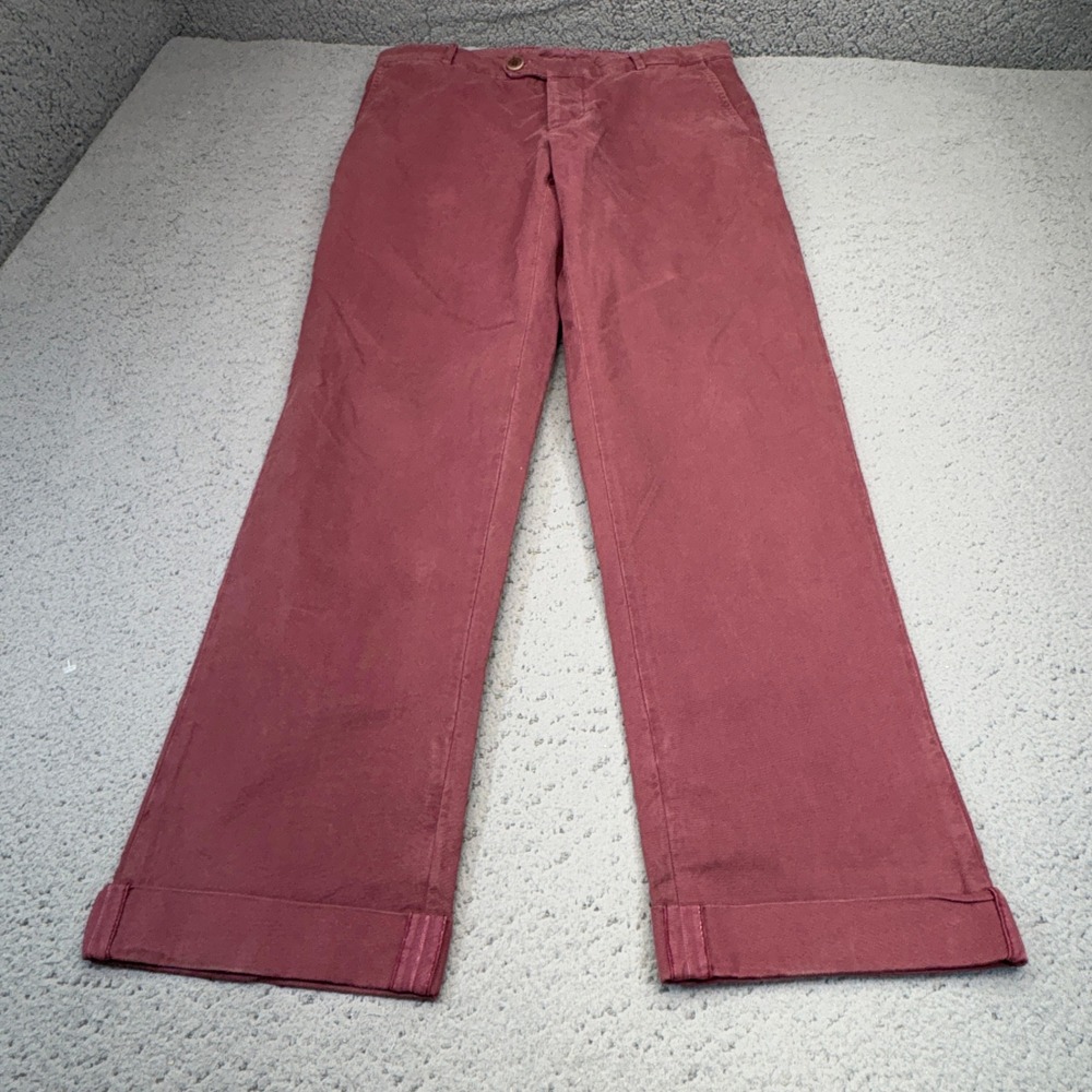 Brunello Cucinelli Pants Mens 48 Burgundy Cotton Italy Straight Leg 32x28 Preppy